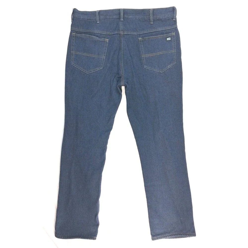 Key Mens 38x34 Flannel Lined Jeans Blue Logger Heavy Equipment Workwear Tall
